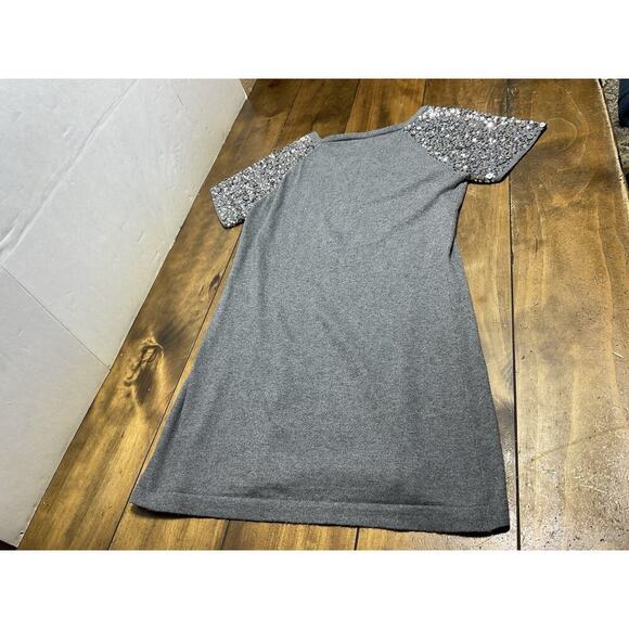 MICHAEL SIMON Gray Knit Sweater Dress Sequin Buttons Embellished Cashmere Blend - Picture 8 of 8